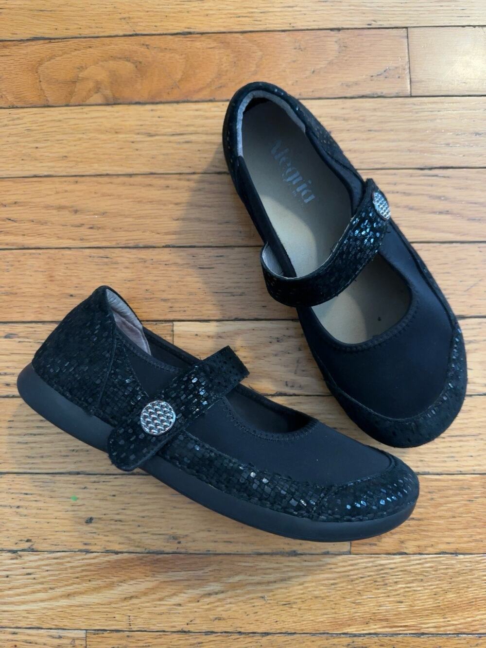 Alegria GEM765 Black Mary Jane Comfort Shoes Women’s Size 39 US 9 Glitter